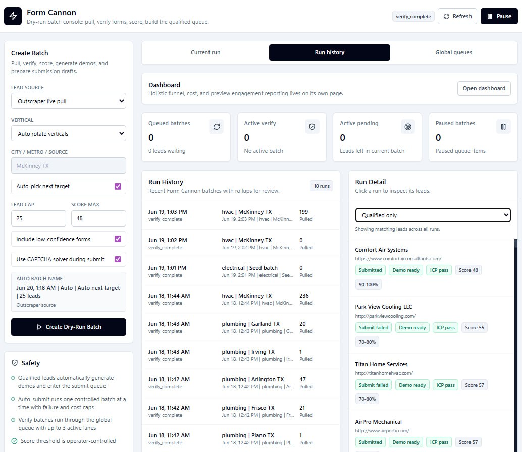 Form Cannon application screenshot